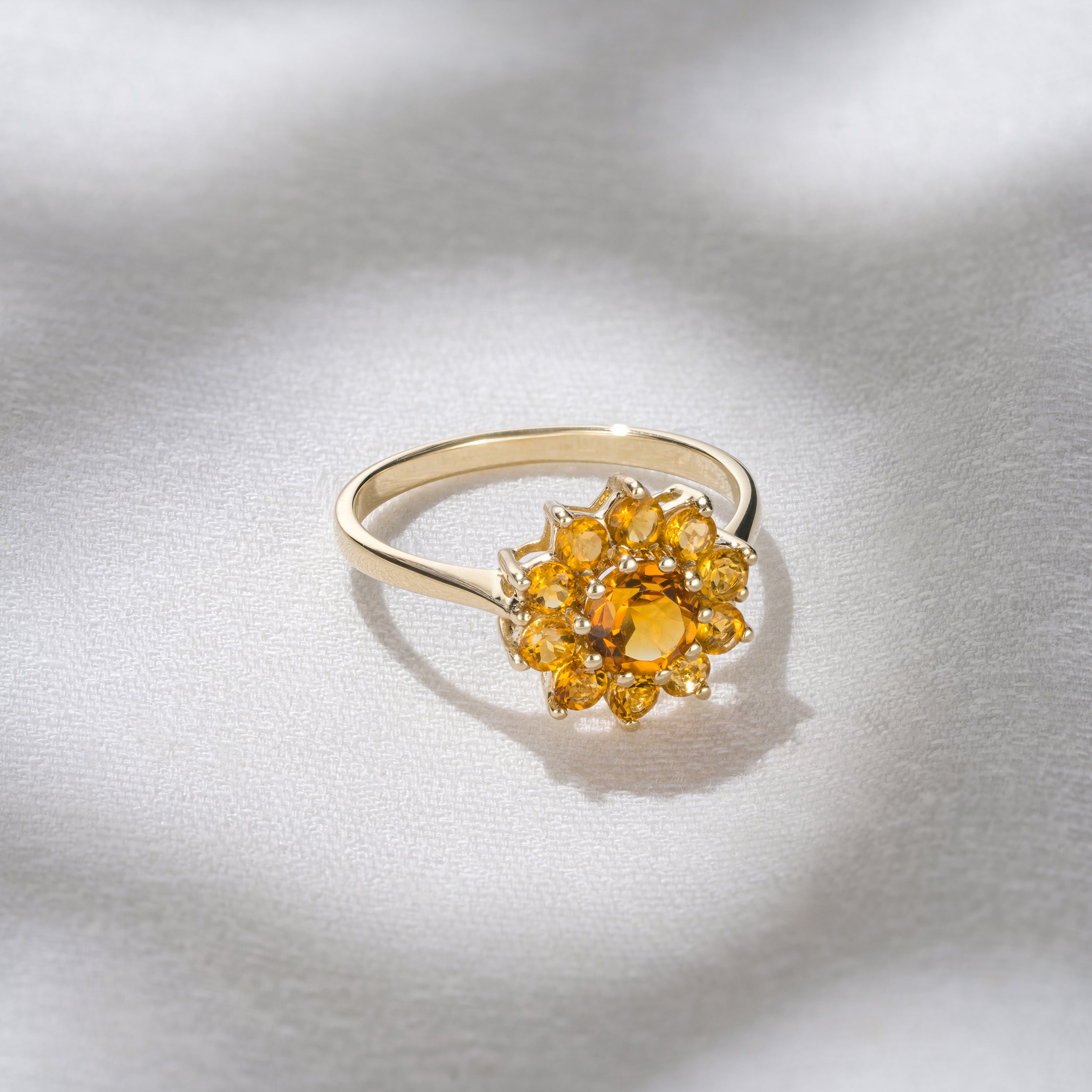 0.96ct Citrine Cluster Ring in 9K Yellow Gold